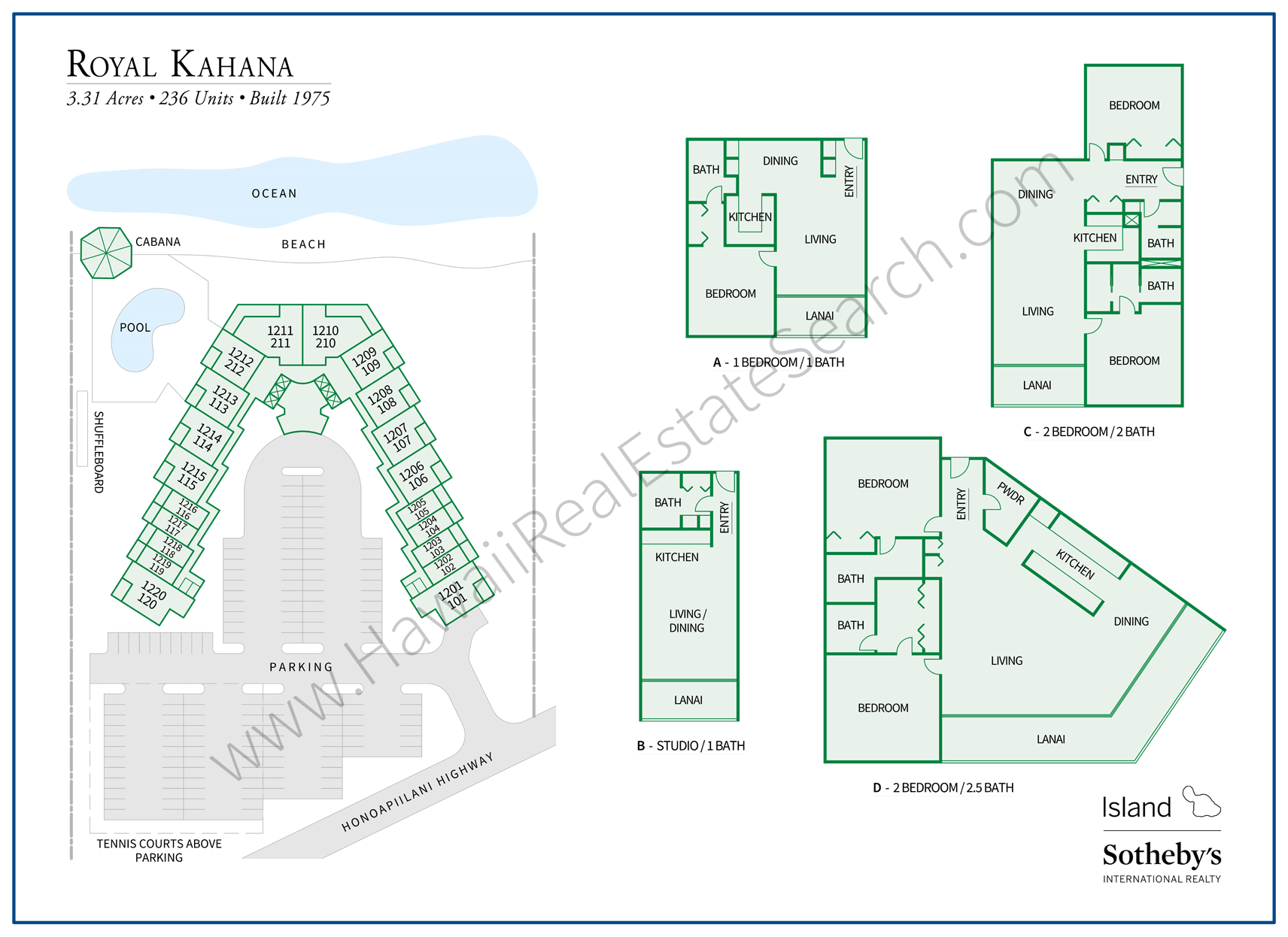 royal kahana map and floor plans